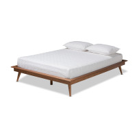 Baxton Studio MG0004-Ash Walnut-King-Frame Karine Mid-Century Modern Walnut Brown Finished Wood King Size Platform Bed Frame